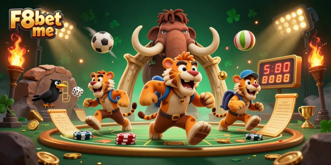 Experience the thrill of F8bet me with lively cavemen and a clever crow in a prehistoric casino.