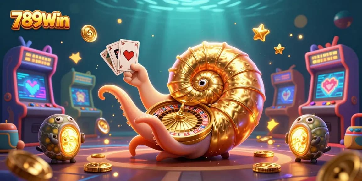 Experience thrilling wins at 789Win with vibrant casino-themed cartoon illustration featuring live games and prizes.