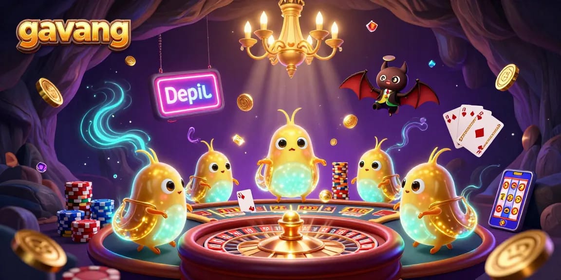 Experience the excitement of gavang with glowing characters in a vibrant casino scene.