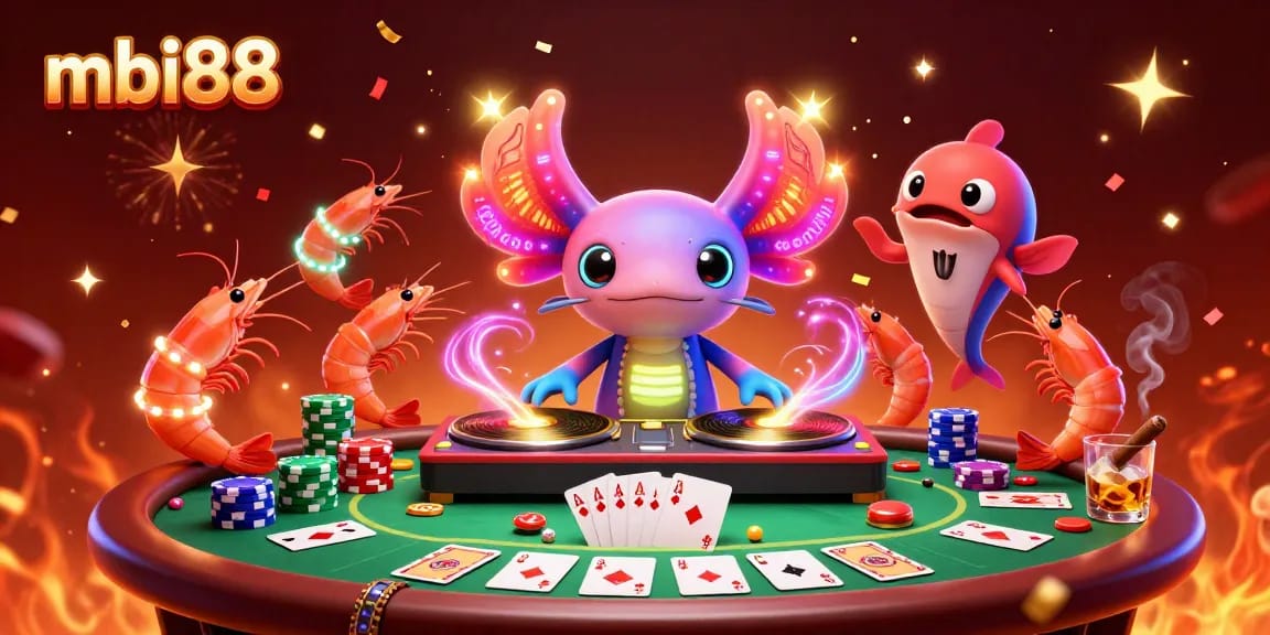 Experience the excitement of mbi88 with a vibrant casino-themed underwater DJ scene.