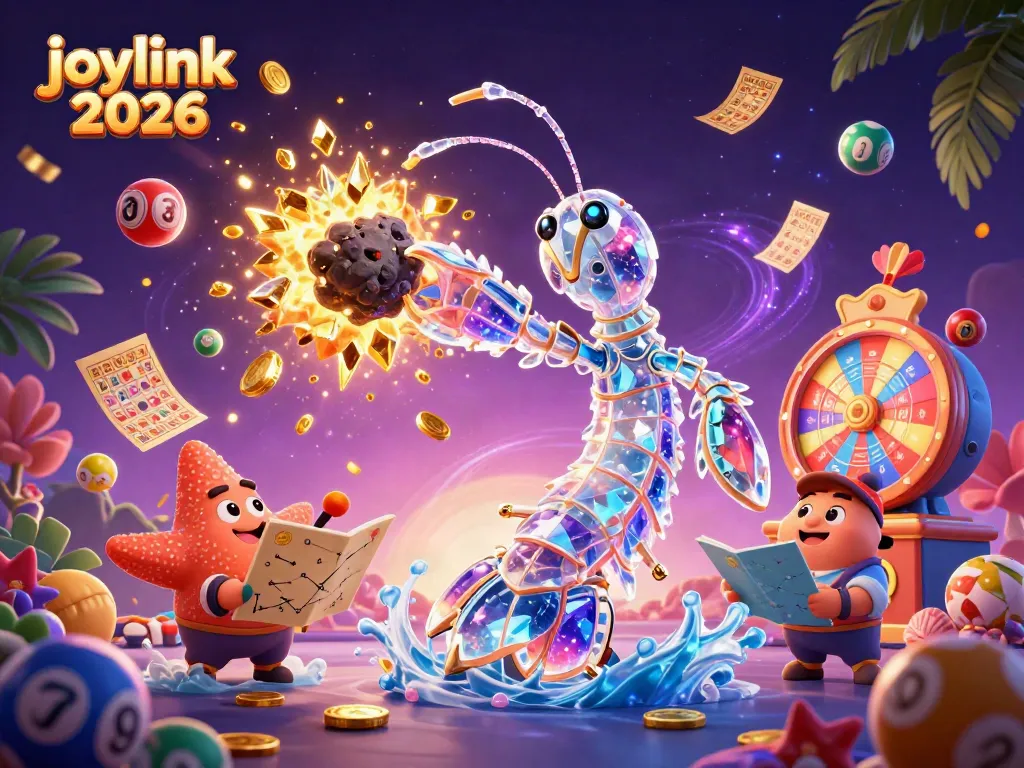 Experience exhilarating wins with joylink 2026 as vibrant lottery elements burst around magical characters.