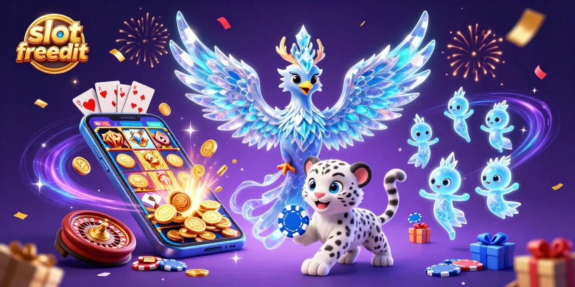 Experience exciting wins with slot free credit in a vibrant casino-themed illustration showcasing action-packed scenes.