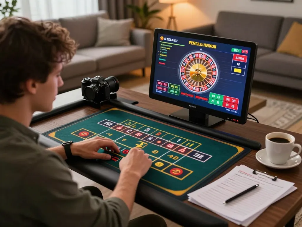 Engaging in a roulette game on the tablet at home, showcasing cm88 online casino experience.