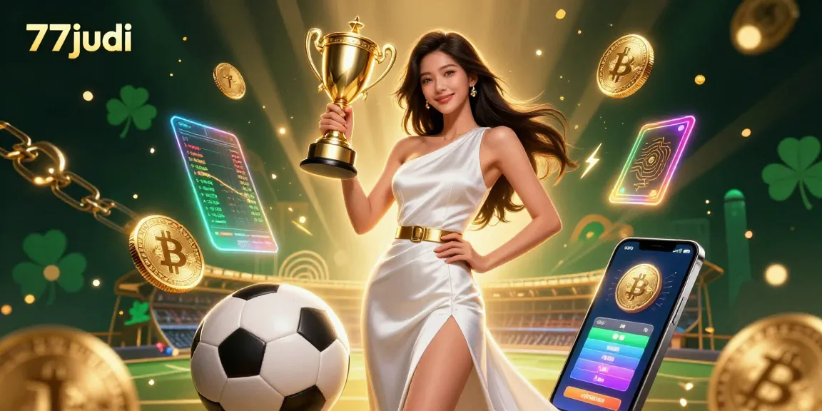 Experience the thrill of winning at 77judi with a triumphant player showcasing achievements in a luxury gaming environment.