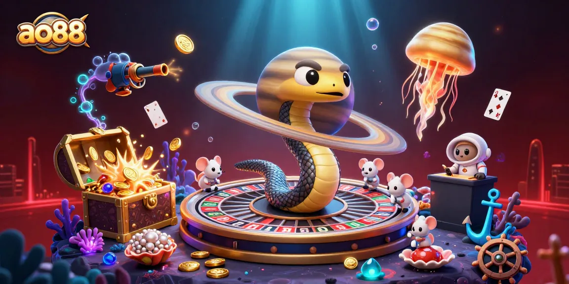 Experience thrilling bets at ao88 with vibrant gaming elements in a cosmic casino setting.