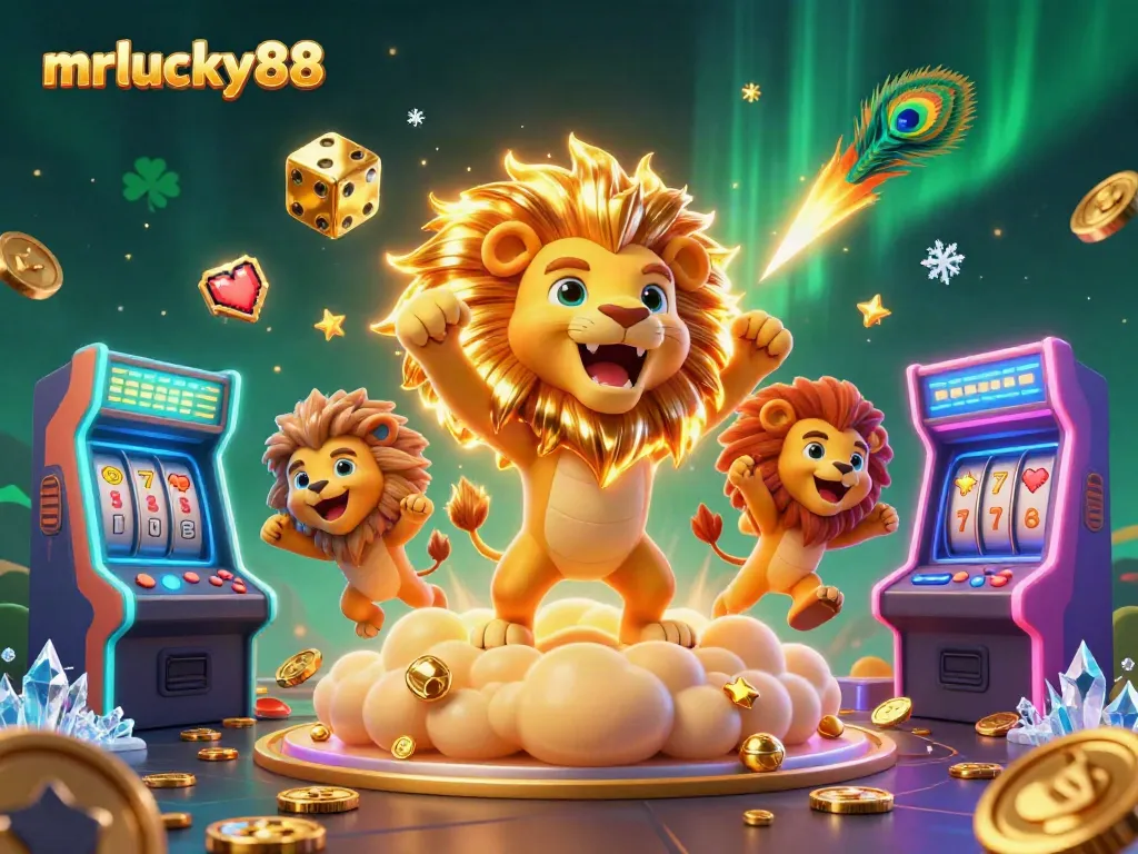 Experience thrilling gameplay at mrlucky88 with vibrant slots and dynamic characters in this 3D scene.