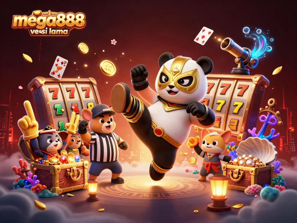 Experience thrilling gameplay with mega888 versi lama featuring vibrant characters in a dynamic casino scene.