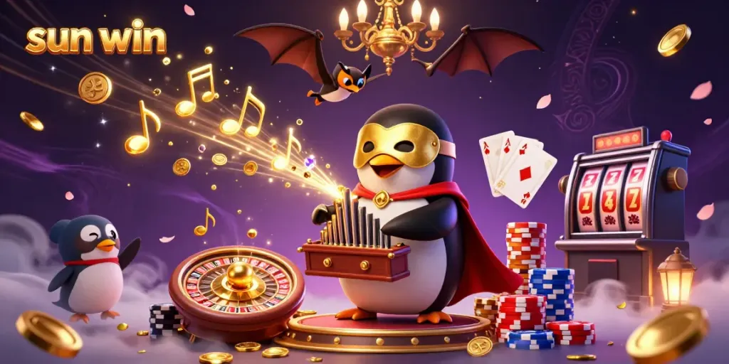 Experience the thrill of sun win with golden coins cascading in a vibrant casino scene.