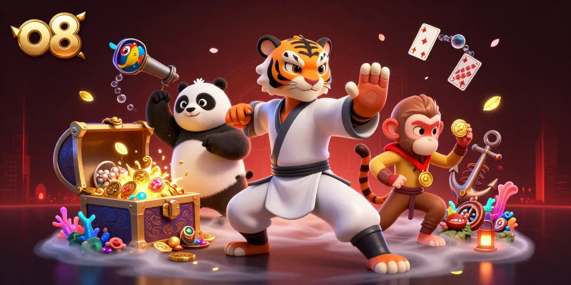 Experience the thrill of winning at o8 with a kung fu tiger master and gambling elements in action.