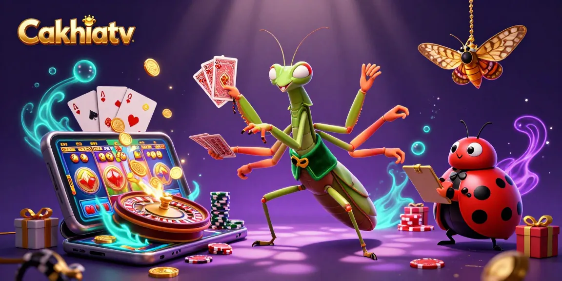 Cakhiatv engages viewers with a dynamic casino scene showcasing animated characters and exciting gaming elements.